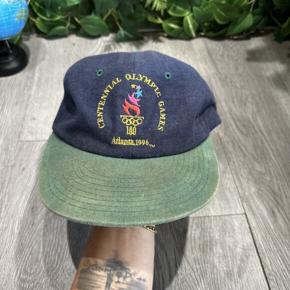 Vintage Champion 1996 Atlanta USA Olympics Green SnapBack Hat Mens - Picture 1 of 8